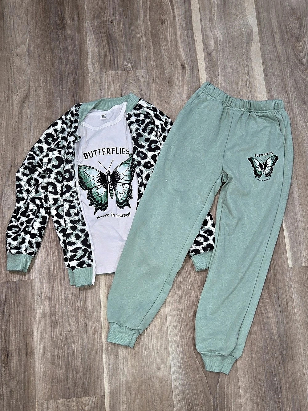 •Shein• Little Girl 3 Piece Leopard & Butterfly Matching Set